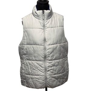 Merona Silver and Blue Reversible Puffer Vest Winter Cozy